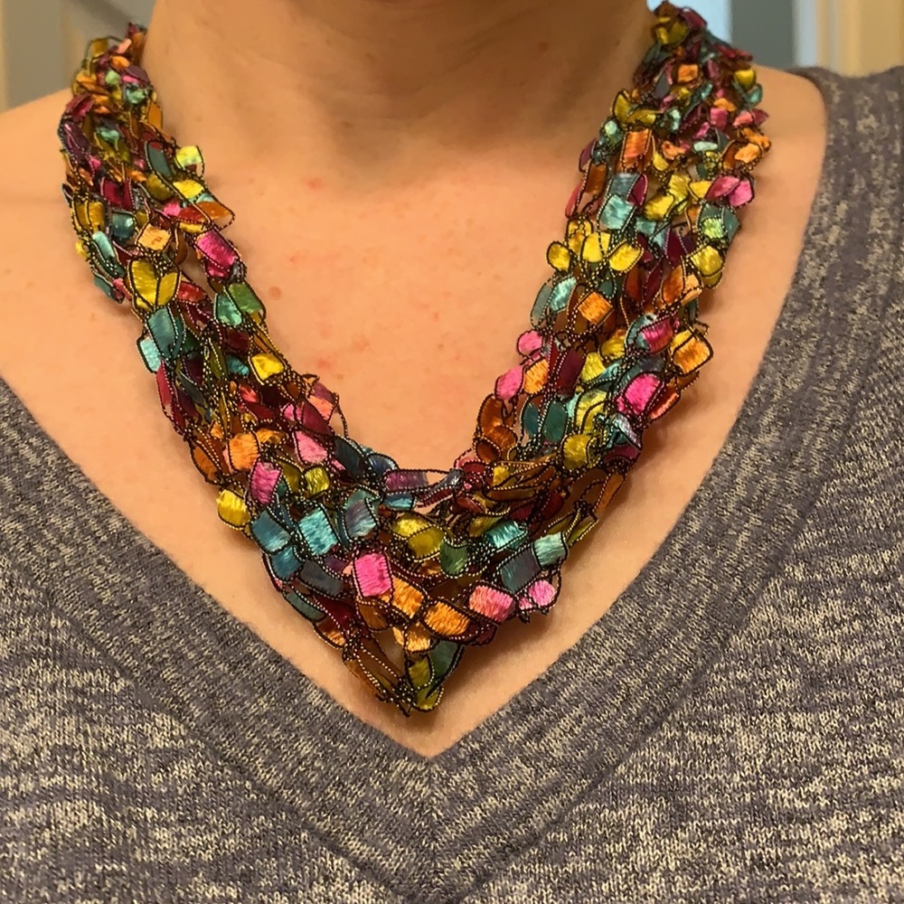 Handmade crochet ribbon necklaces
